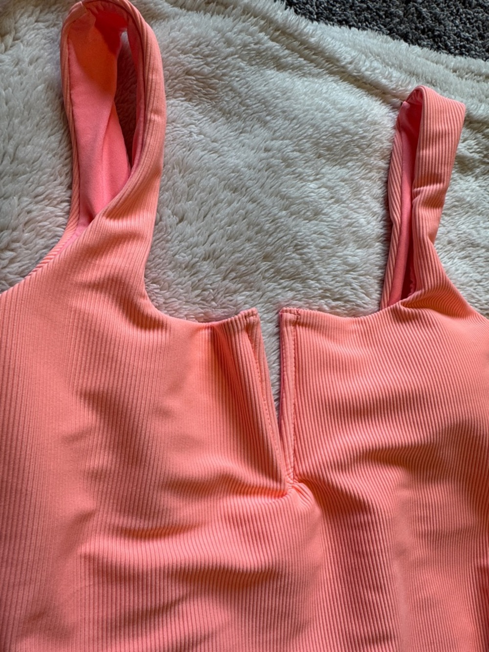 Beach Riot Tropez V-Wire Rib One-Piece Swimsuit, Guava, size Large, $178 - Picture 7 of 8